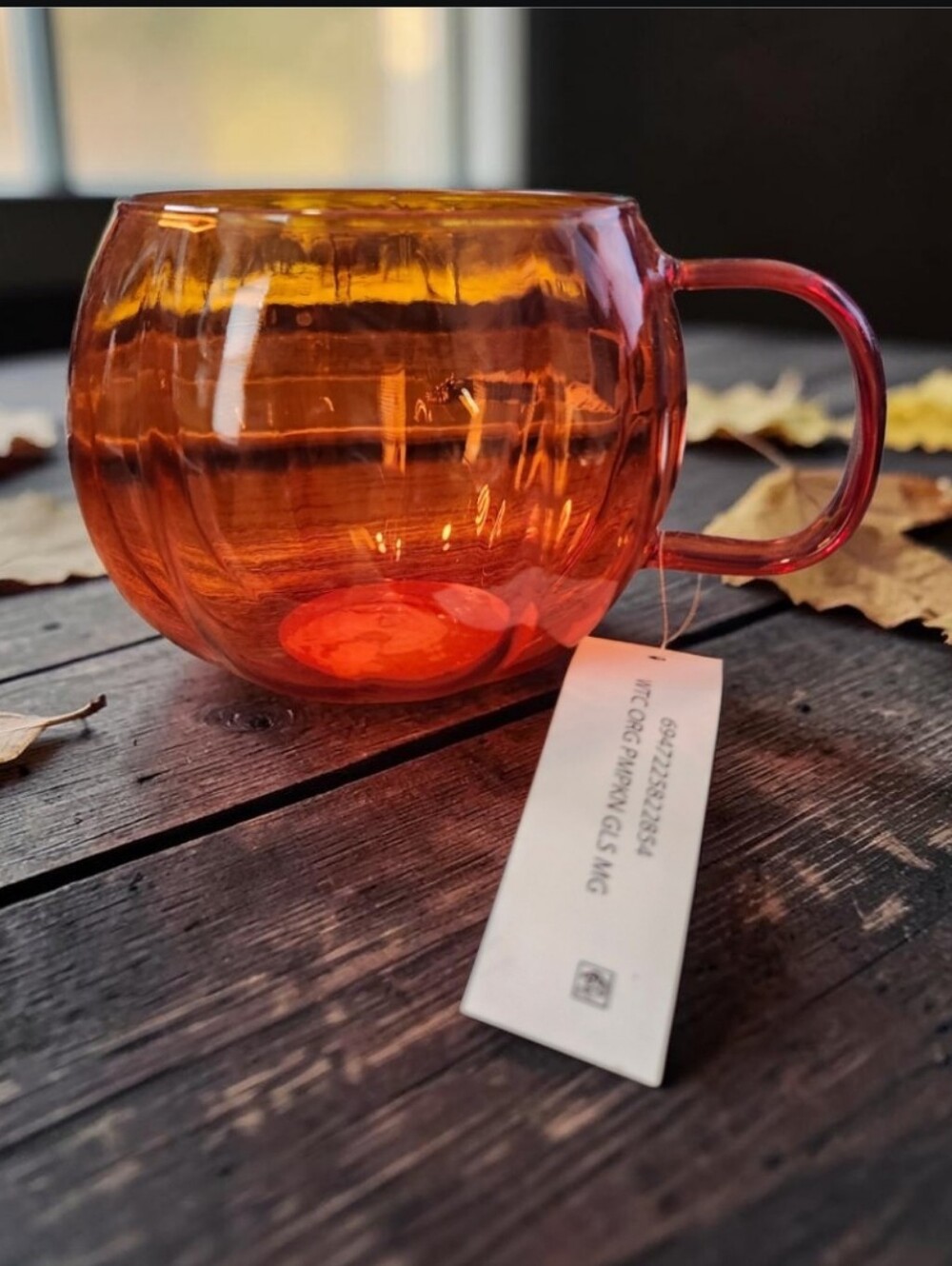 Amber Glass Pumpkin Mug - Set of 2 - Picture 2 of 4
